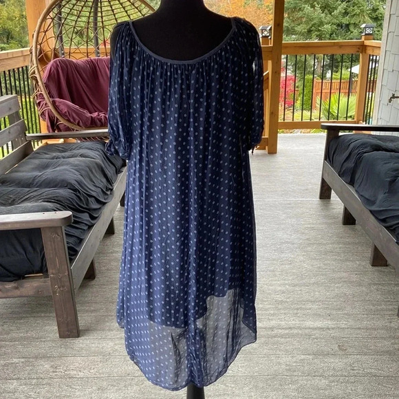 🎉HOST PICK🎉M Made in Italy | Silk Blend Cold Shoulder Polk a Dot Dress - Picture 6 of 9